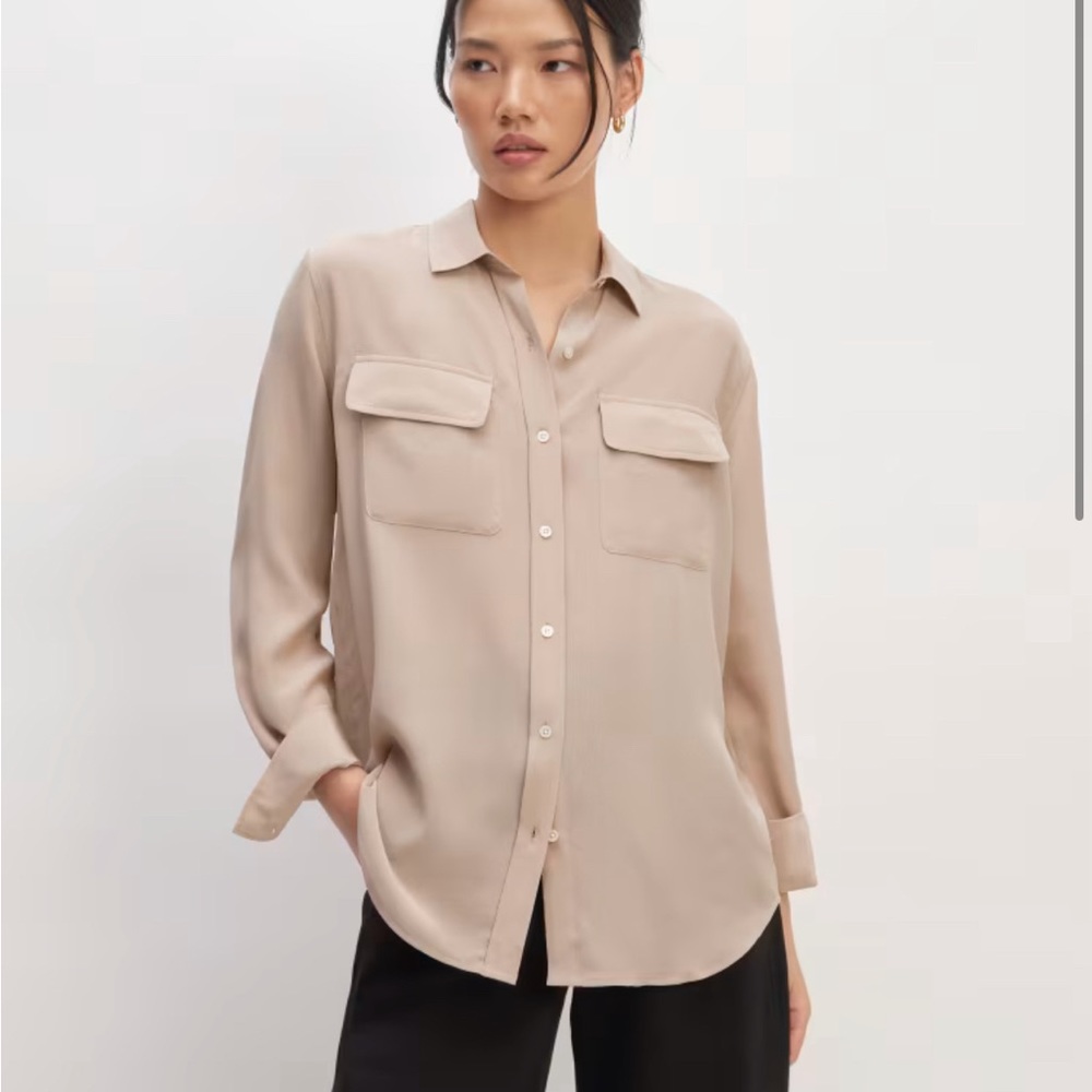 Everlane The Machine Washable Silk Shirt, Burnt Sugar, size 4 NWT
